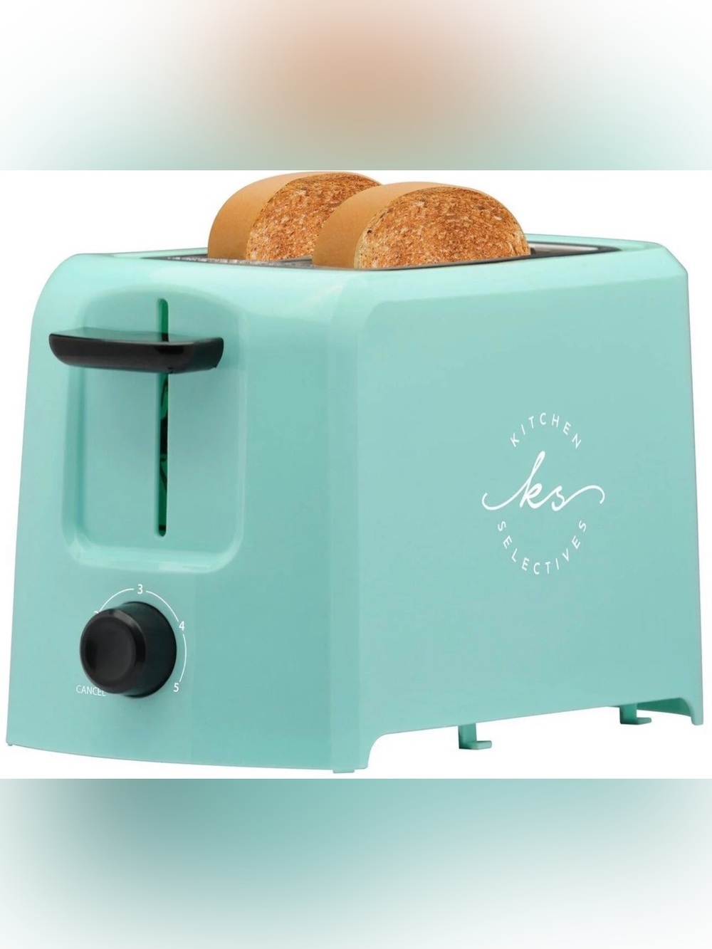 Kitchen Selectives 2 Slice Toaster Mint Green Retro Wide Slot Adjustable New